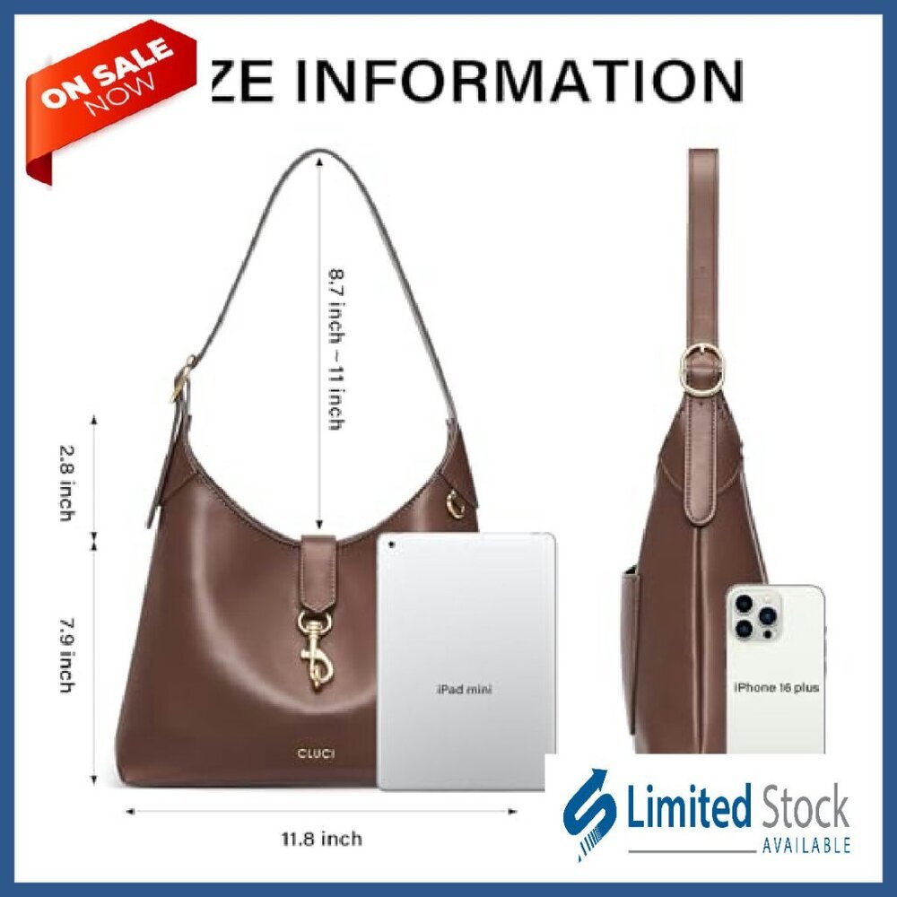 Soft Vegan Leather Hobo Bag with Adjustable Strap, Lightweight Shoulder Purse - Picture 4 of 8